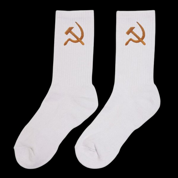 Hammer&amp;Sichel Socken wei&szlig; (bestickt) 43-46